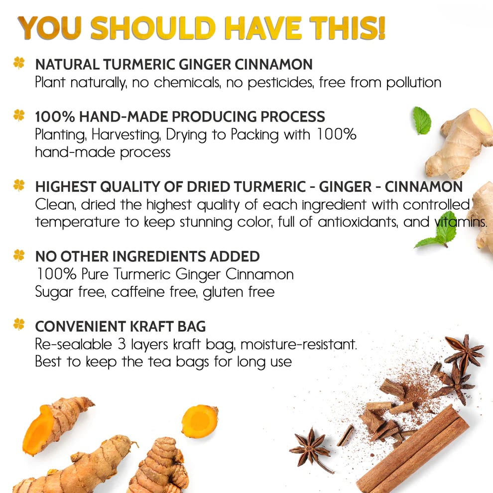 ♨️💯100% Natural Turmeric Ginger Cinnamon Tea