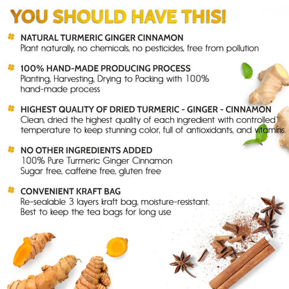 ♨️💯100% Natural Turmeric Ginger Cinnamon Tea