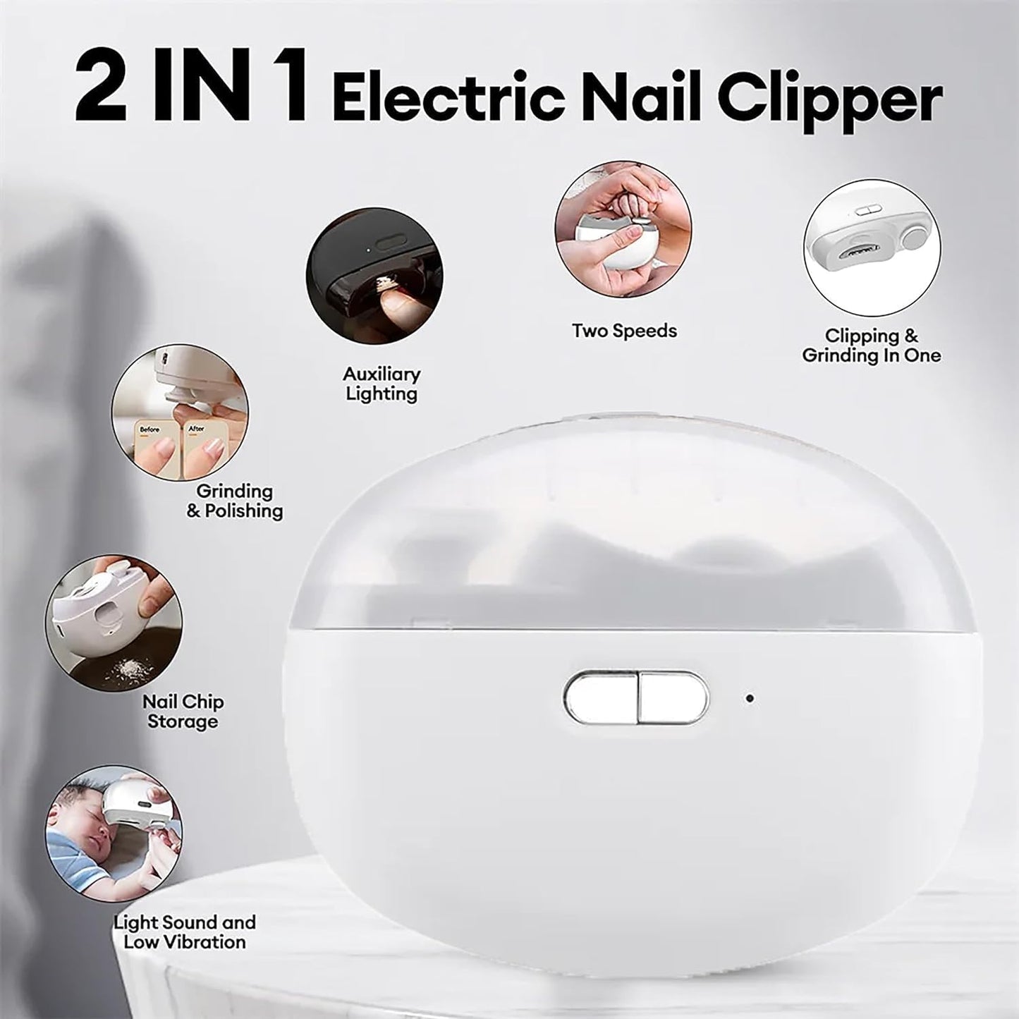 🎁 Hot Sale 50%OFF🔥2 in 1 Automatic Electric Nail Clipper with Polishing
