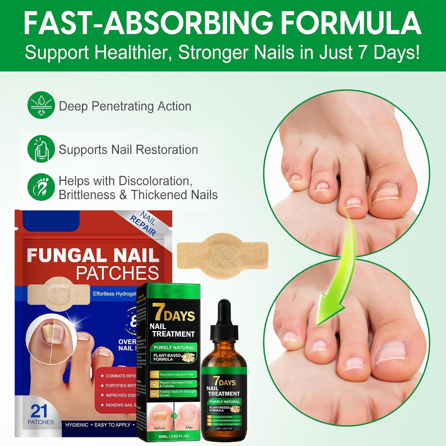 🔥Special offer package-Fungal Nail Patches & Ginger 7 Days Nail Treatment