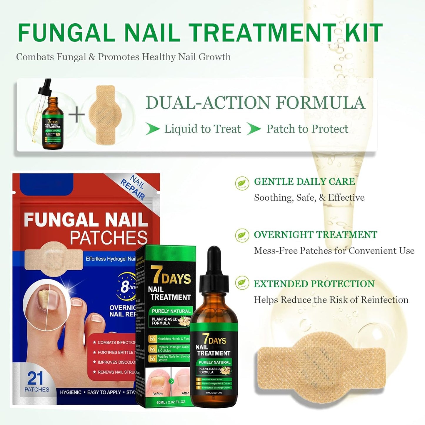 🔥Special offer package-Fungal Nail Patches & Ginger 7 Days Nail Treatment
